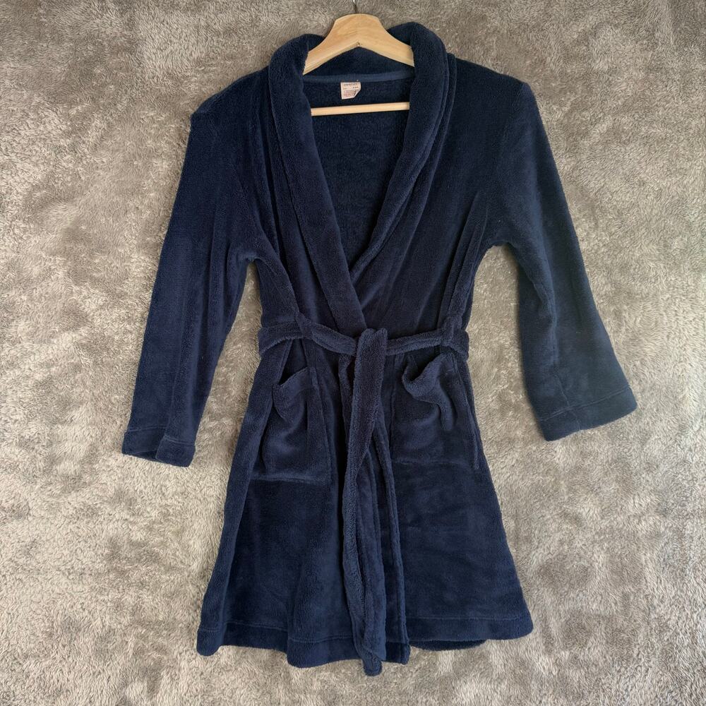 Crewcuts Navy Blue Plush Fleece Sherpa Robe M Medium 8 9 Boys Girls BC874